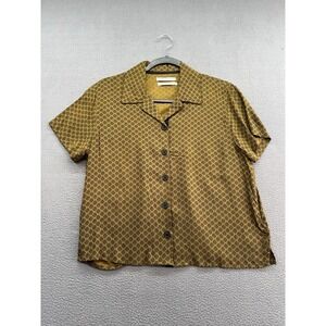 Urban Outfitters Shirt Womens XS Mustard Yellow Geometric Button Front Rayon